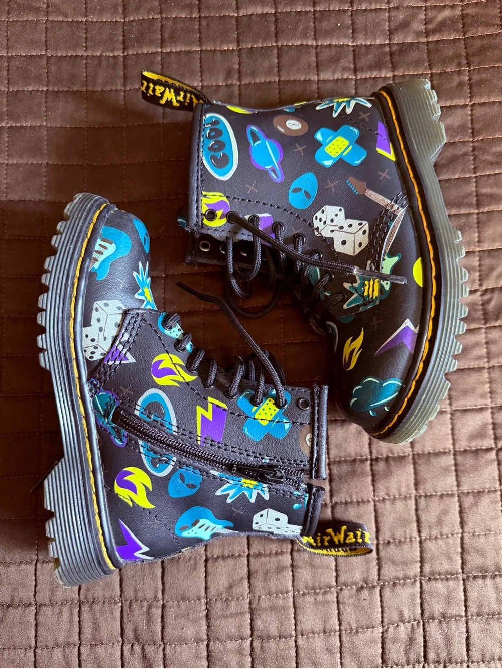 Dr. Martens Black Space Graphic Boots toddler 9